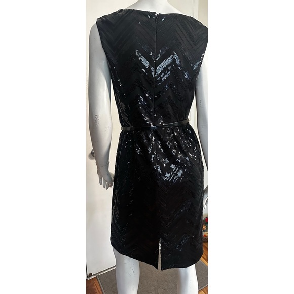 Ellen Tracy Black Chevron Sequin Dress - Picture 2 of 4